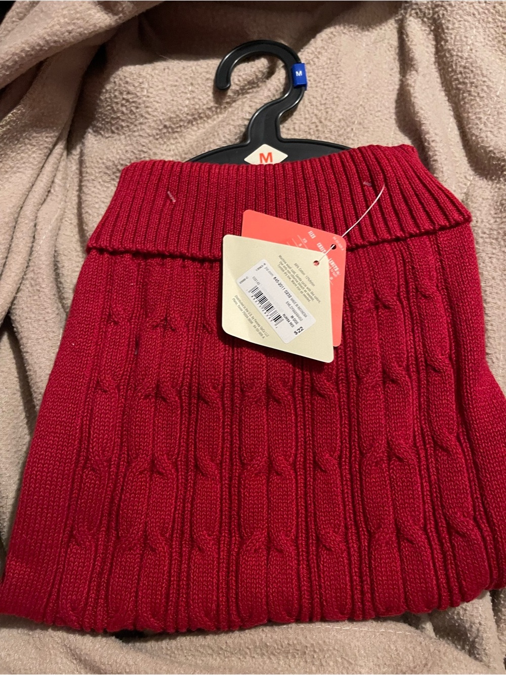 NWT Red Cable Knit Dog Sweater - Medium